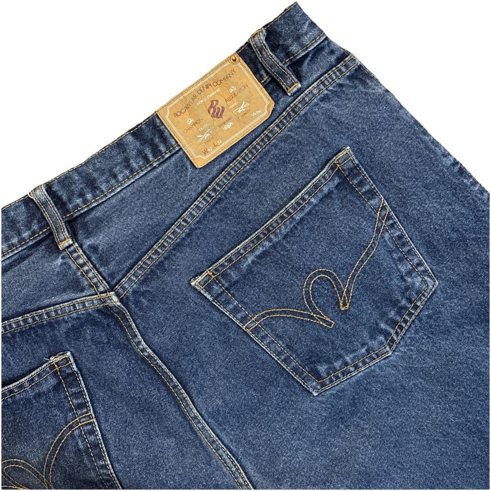 ROCAWEAR Blue Jeans Hip Hop‎ Original Fit Baggy Mens 42x32 Y2K Dark Thick EUC